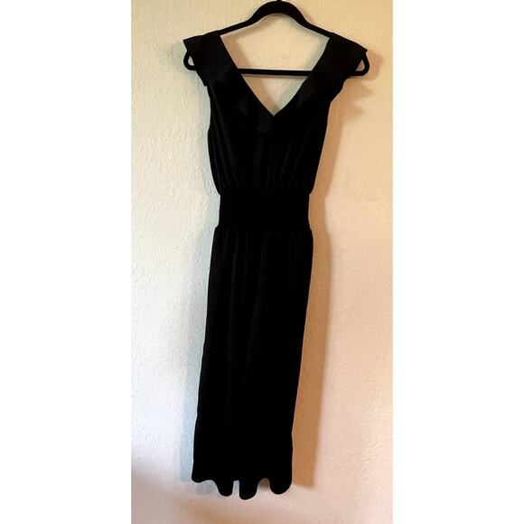 Parker Billie Black Cropped Cap Sleeve Wide Leg Jumpsuit XS - Picture 2 of 9